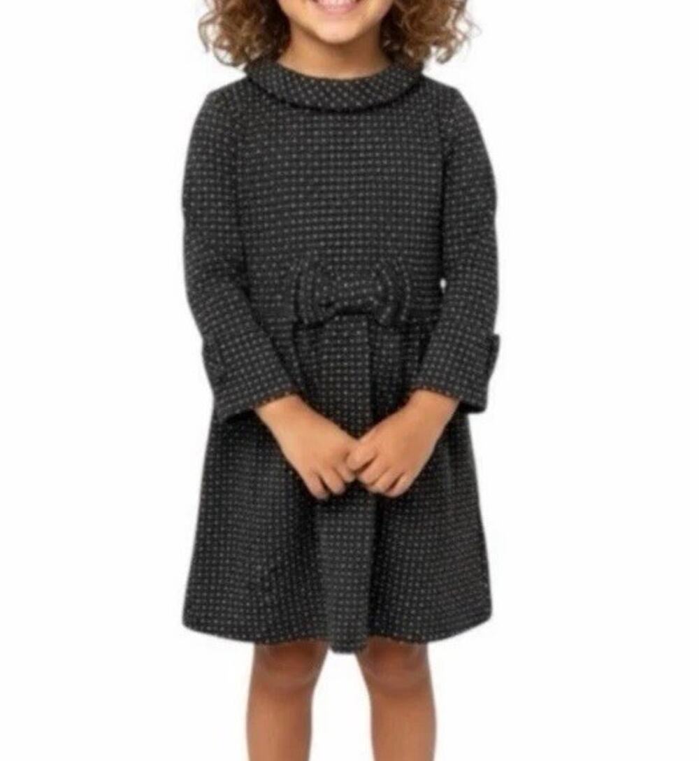 Juno Valentine by Janie & Jack Dress Girls 4 Black Silver Dots Bow Detail Party